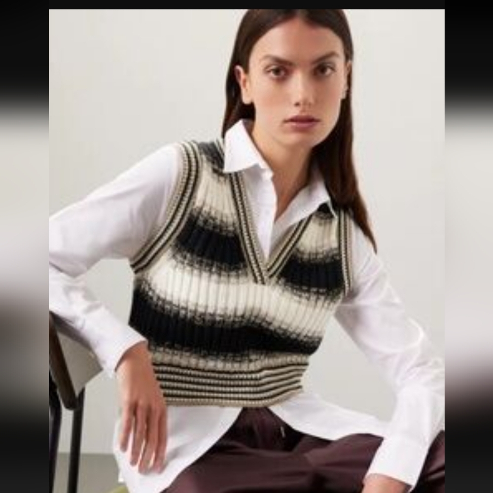 Veronica Beard Spear Mixed-Media  Vest  And Shirt  NWOT - Picture 14 of 16